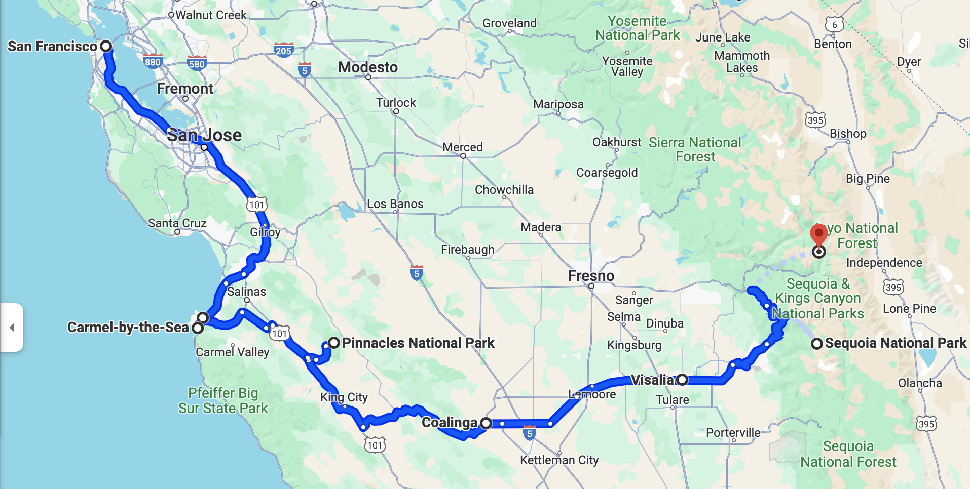 Road trip from San Francisco to Sequoia National Park